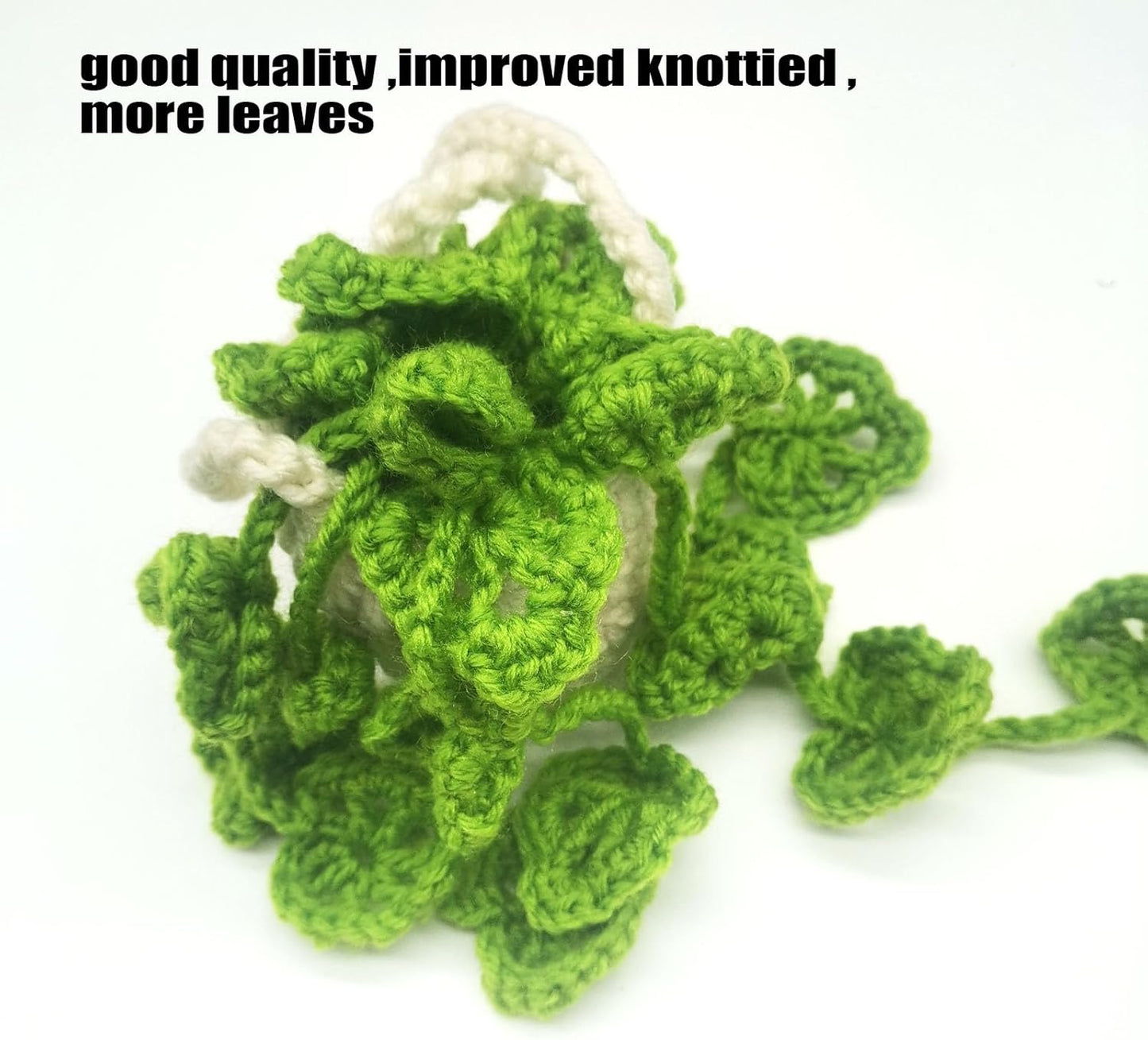 Handmade Knitted Green Plant Car Dashboard Hanging Ornament – Creative Yarn Crochet Decoration, Cute Artificial Potted Plant for Car, Home & Office, Perfect Gift Idea