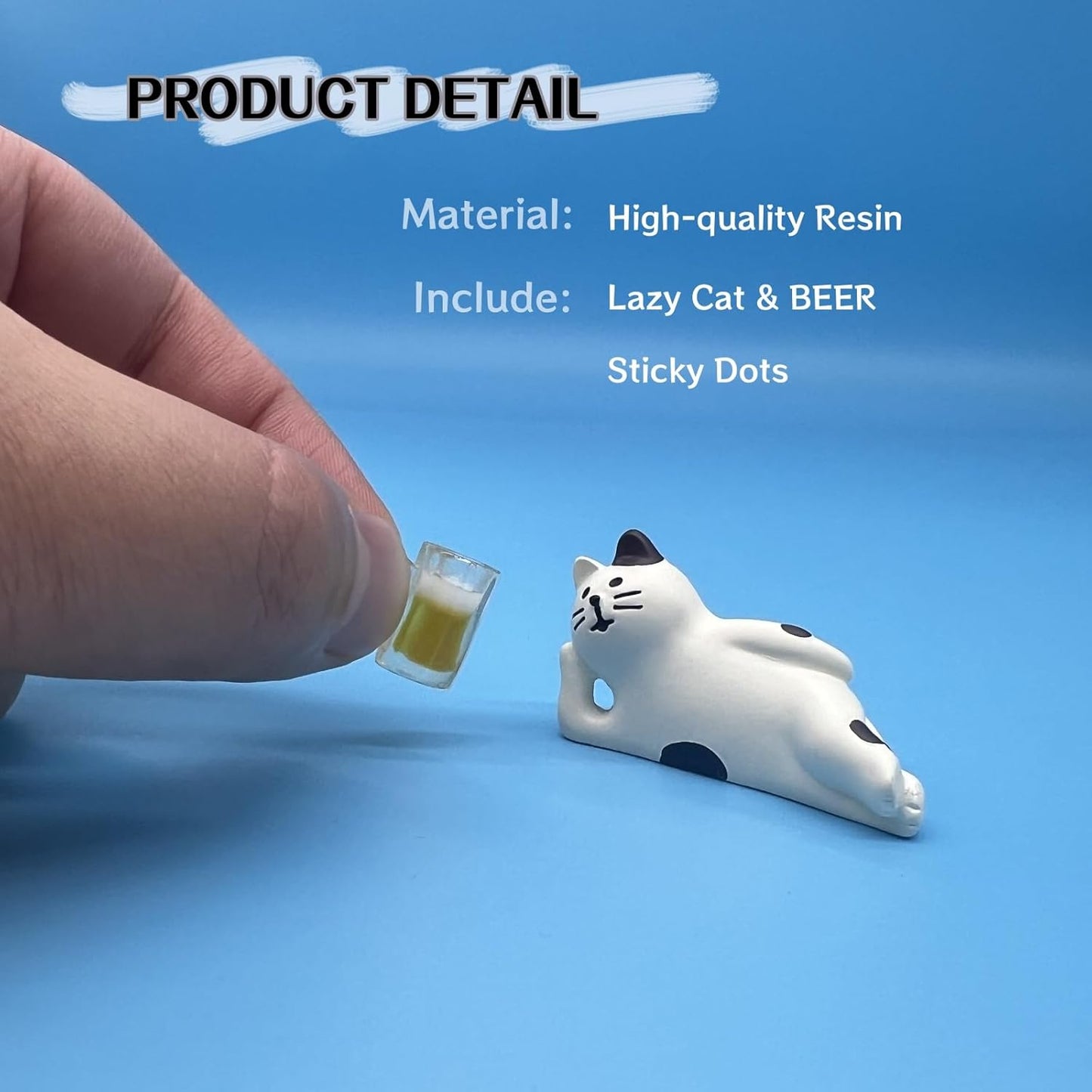 Lazy Cat Dashboard Ornament – Cute Car Interior Decoration with Mini Beer Mug, Resin Figurine for Home, Office, and Desktop Decor