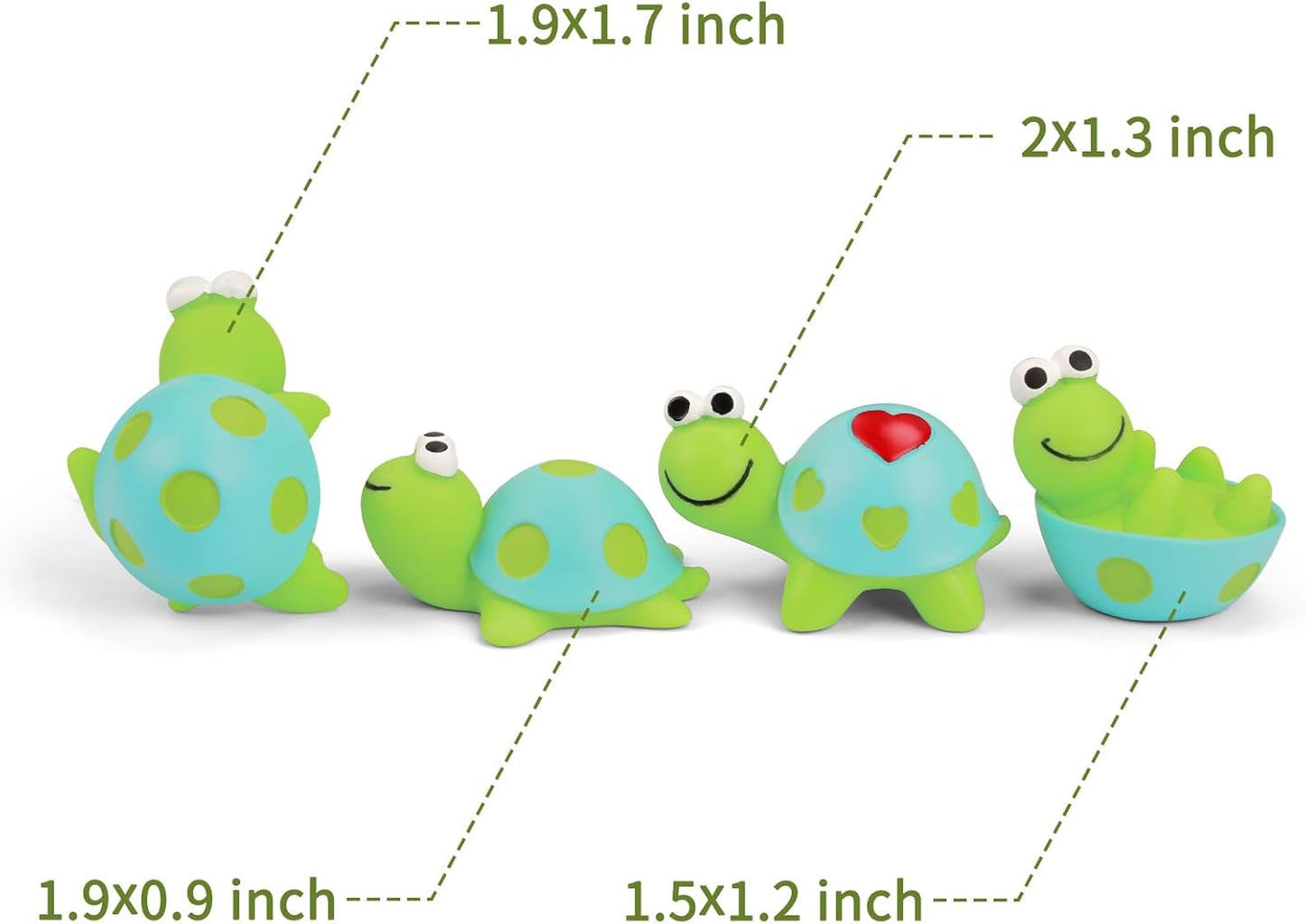 Car Dashboard Turtle Figurine Set – Cute Cartoon Animal Ornaments for Car Interior, Home, Office, and Desk Decor (4-Piece Collection)