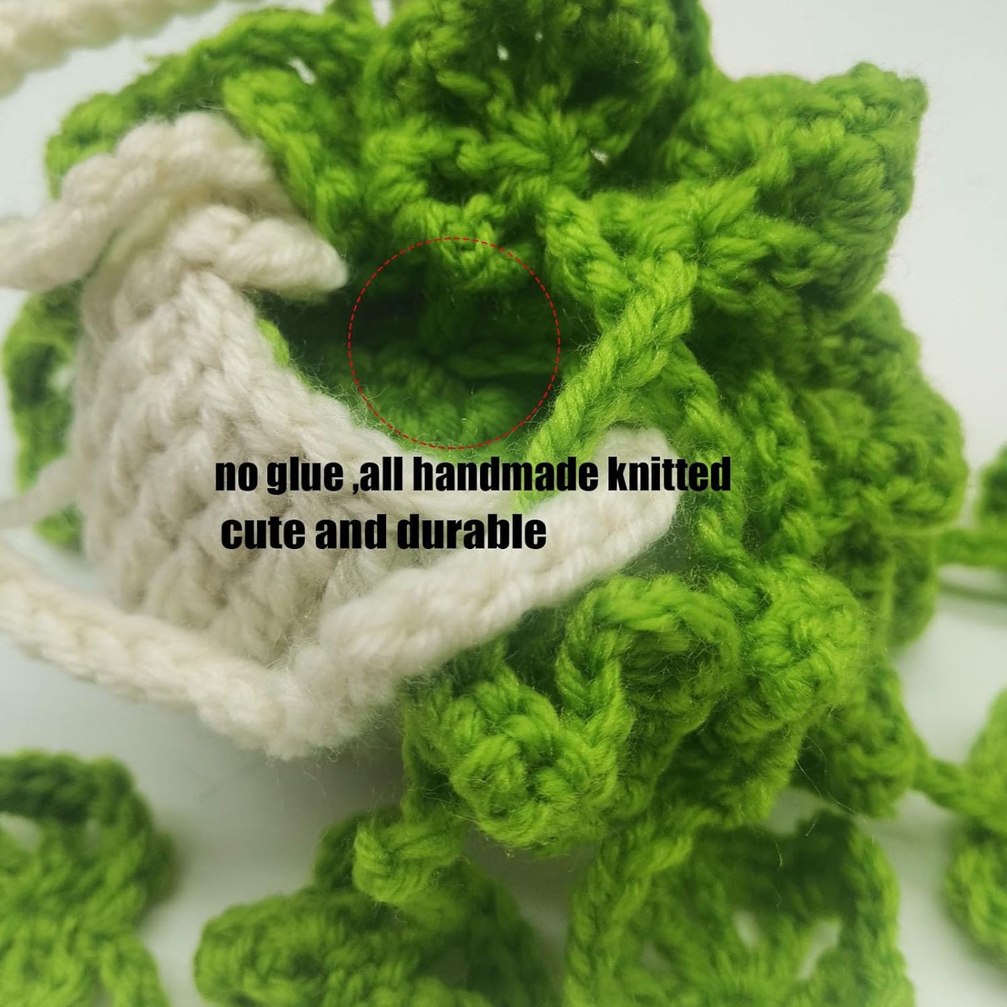Handmade Knitted Green Plant Car Dashboard Hanging Ornament – Creative Yarn Crochet Decoration, Cute Artificial Potted Plant for Car, Home & Office, Perfect Gift Idea