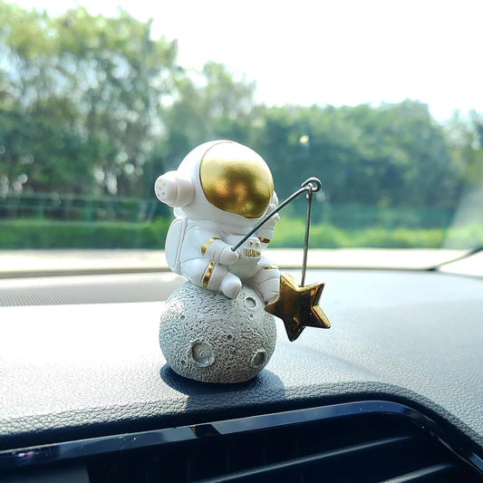 Astronaut Fishing Star Car Dashboard Ornament – Creative Space Figurine Decoration for Car, Home, Office, and Gifts