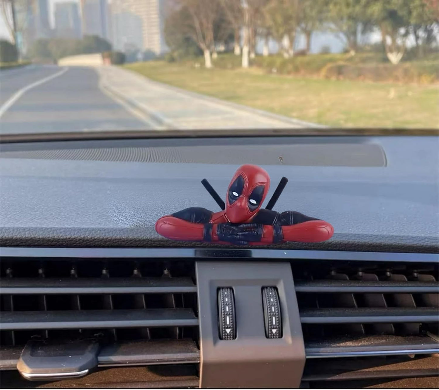 Red & Black Hero Dashboard Figurine – Creative Resin Car Ornament, Unique Interior Decoration, Desk & Home Decor Collectible, Gift Idea