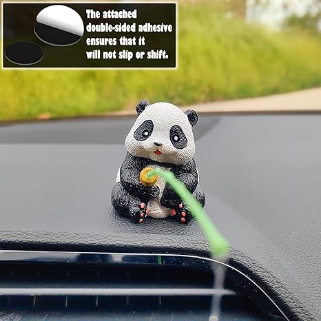 Cute Fishing Panda Car Dashboard Ornament Set – Creative Resin Figurine for Car Interior, Desk, and Home Décor, Adorable Gift Collectible